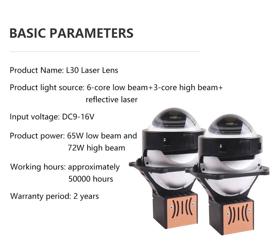 Sanvi auot lighting 3 inch L30 65w 5500k super bright high quality car bi led laser projector lens headlight conversion kits  