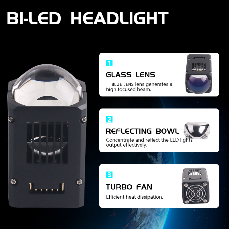 Sanvi new arrival 1.8 inch super bright blue lens bi led projector lens headlight 53w 60w 6000k automotive led lighting system   