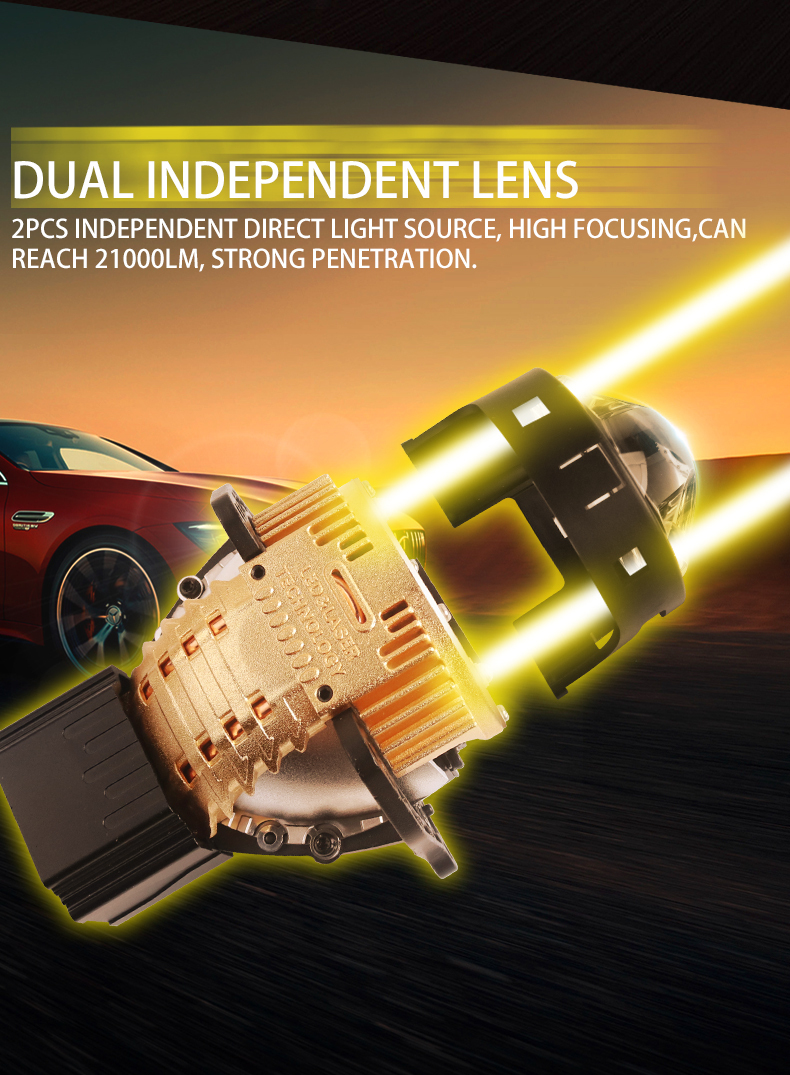 Sanvi Auto Lighting New 3 Inch 53W-80W 6000K Super Brightness Aftermarket Auto Lights LK12 Bi Led Projector Lens Headlights  