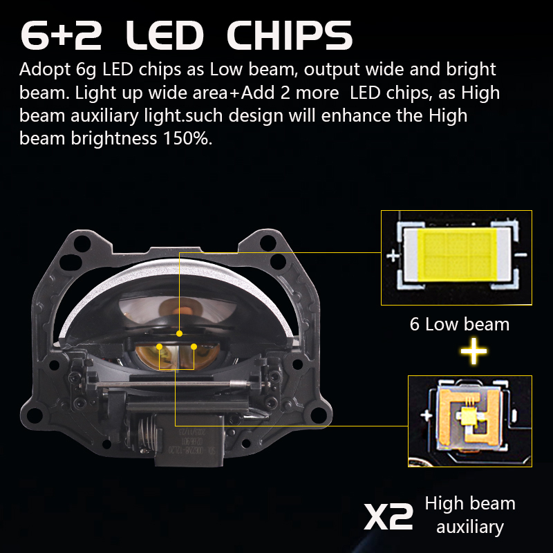 3.0 inch LED Lens Projection Lamp Led Lens Headlights A11 Pro Lens Headlights Aluminum 12V Universal Cars  