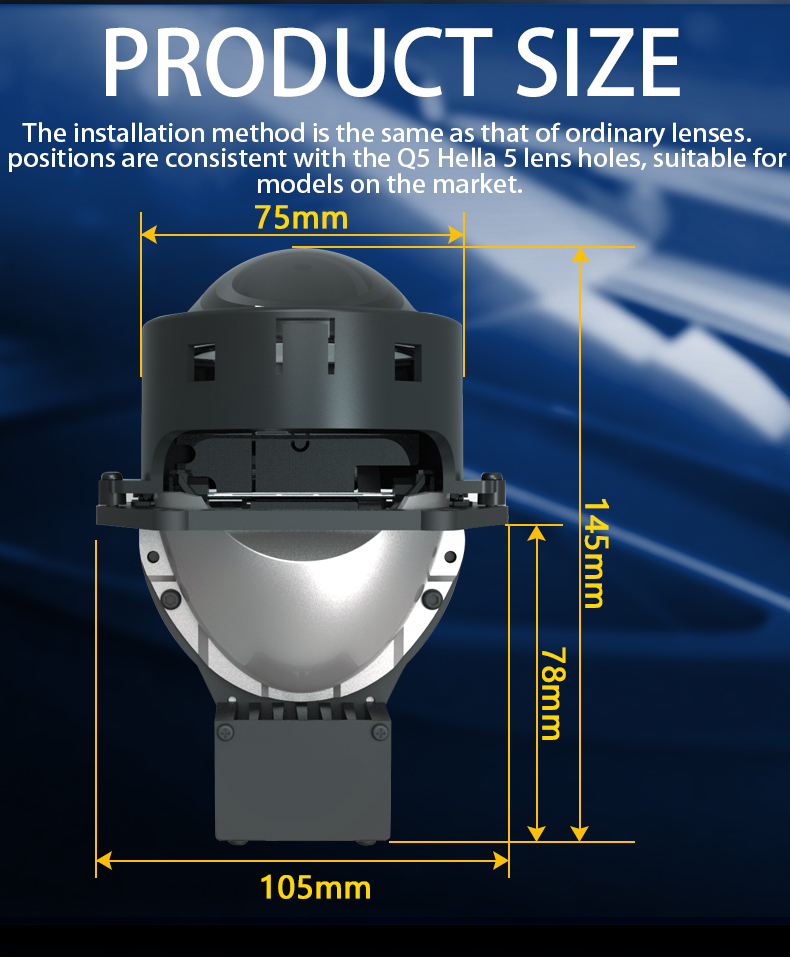 Sanvi auto lights 48w 58w 6600k high low beam car led lens new 3 inch SV01 bi led projector lens headlight retrofit kits  