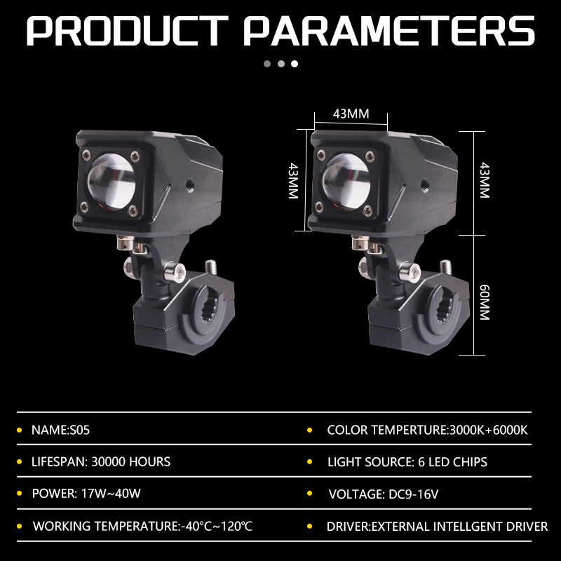Sanvi New Arrival S05 40W 3000K 6000K Led Worklight Spotlight for Motorcycle Led Lights  