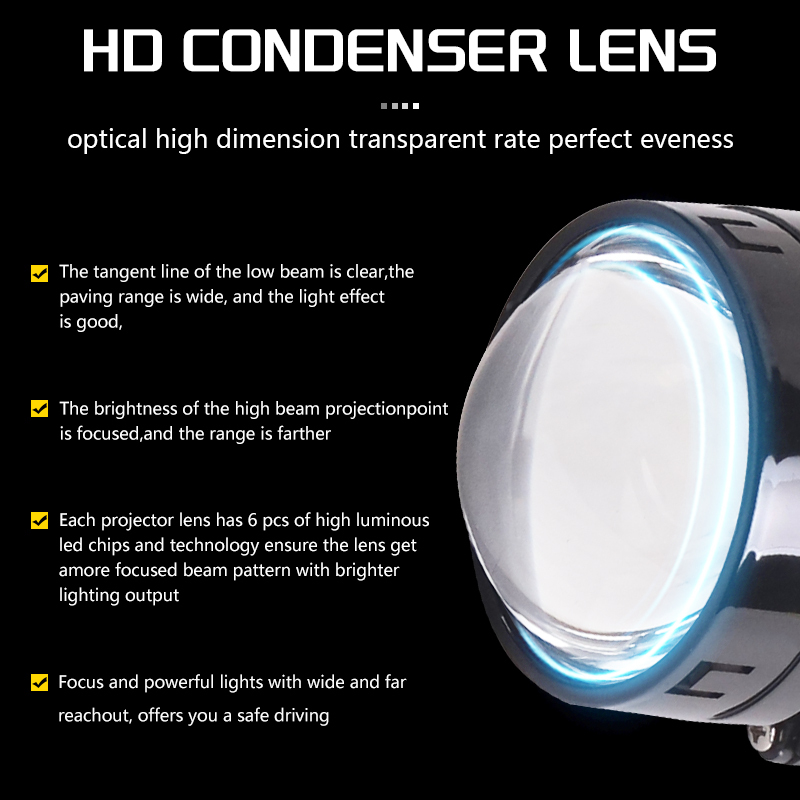 Sanvi Car headlights S7 Pro Bi led Projector Lens 6000K 2.5inch Projector Lens for Toyota Headlight Lens  