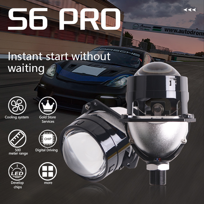 Sanvi 2024 New Arrival 2.5 inch S6 Pro Led Projector Lens 5500K 48W Single Reflector Lossless Led Lens for Car  