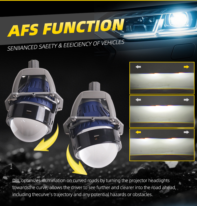 Sanvi New arrival popular AF02 AFS car led projector lens headlight 3.0 size 56w 67w 5500k super brightness auto projector lens lights  