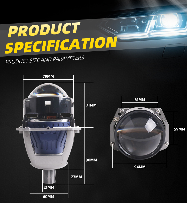 Sanvi New arrival popular AF02 AFS car led projector lens headlight 3.0 size 56w 67w 5500k super brightness auto projector lens lights  