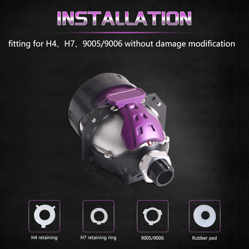 Aftermarket automotive S06-1 2.5 inch 32w 50w 6000k universal fitting car led projector lens headlight retrofit conversion kits  