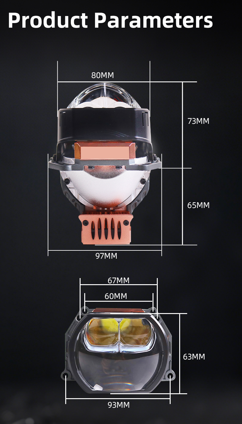 Sanvi auto lights new arrival 3 inch LK12MAX bi led projector lens headlights 12v 48w 76w 6000k super bright universal car projector lens retrofit kits  