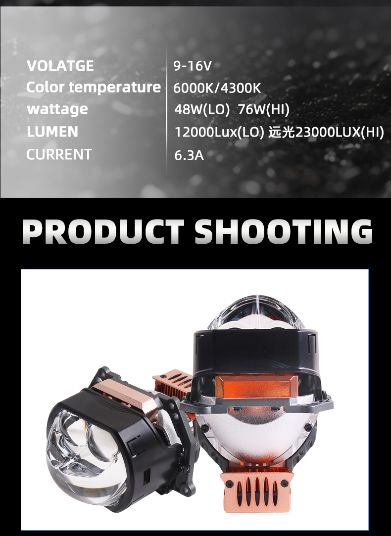 Sanvi auto lights new arrival 3 inch LK12MAX bi led projector lens headlights 12v 48w 76w 6000k super bright universal car projector lens retrofit kits  