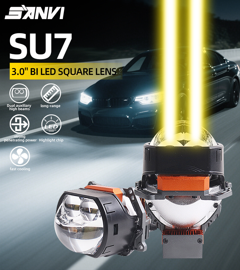 Super bright automotive lighting sysetm wholesale high quality new arrival 3 inch 12v 48w 76w 6000k SU7 car led projector lens headlights   