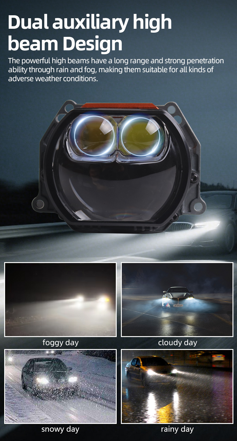 Super bright automotive lighting sysetm wholesale high quality new arrival 3 inch 12v 48w 76w 6000k SU7 car led projector lens headlights   