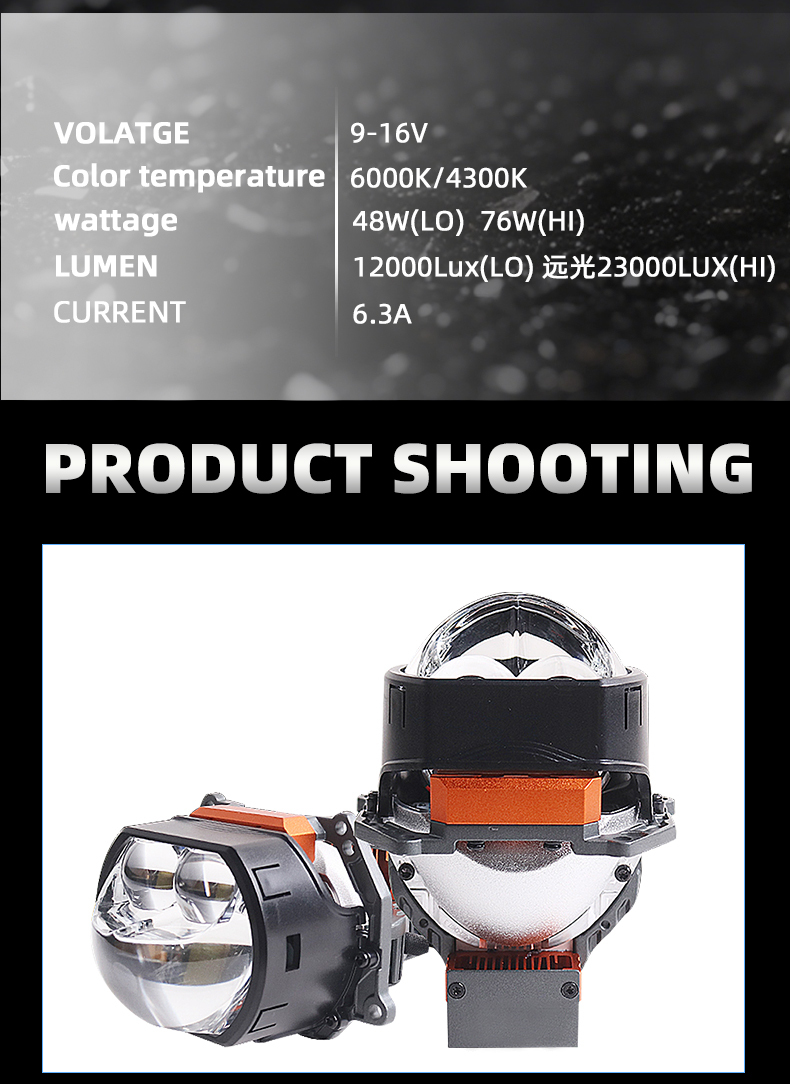 Super bright automotive lighting sysetm wholesale high quality new arrival 3 inch 12v 48w 76w 6000k SU7 car led projector lens headlights   