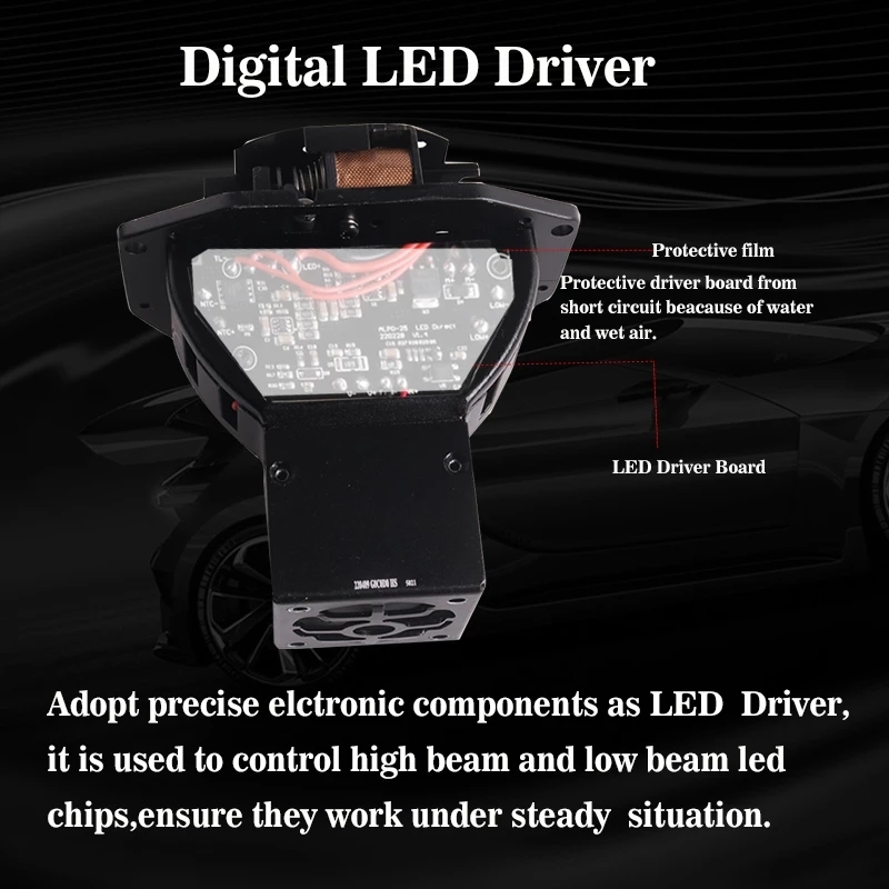 Aftermarket popular hot sale 3 inch 12V 45W 73W 6000K HD transparent glass or blue glass universal fitting A11MAX car led projector lens headlights   