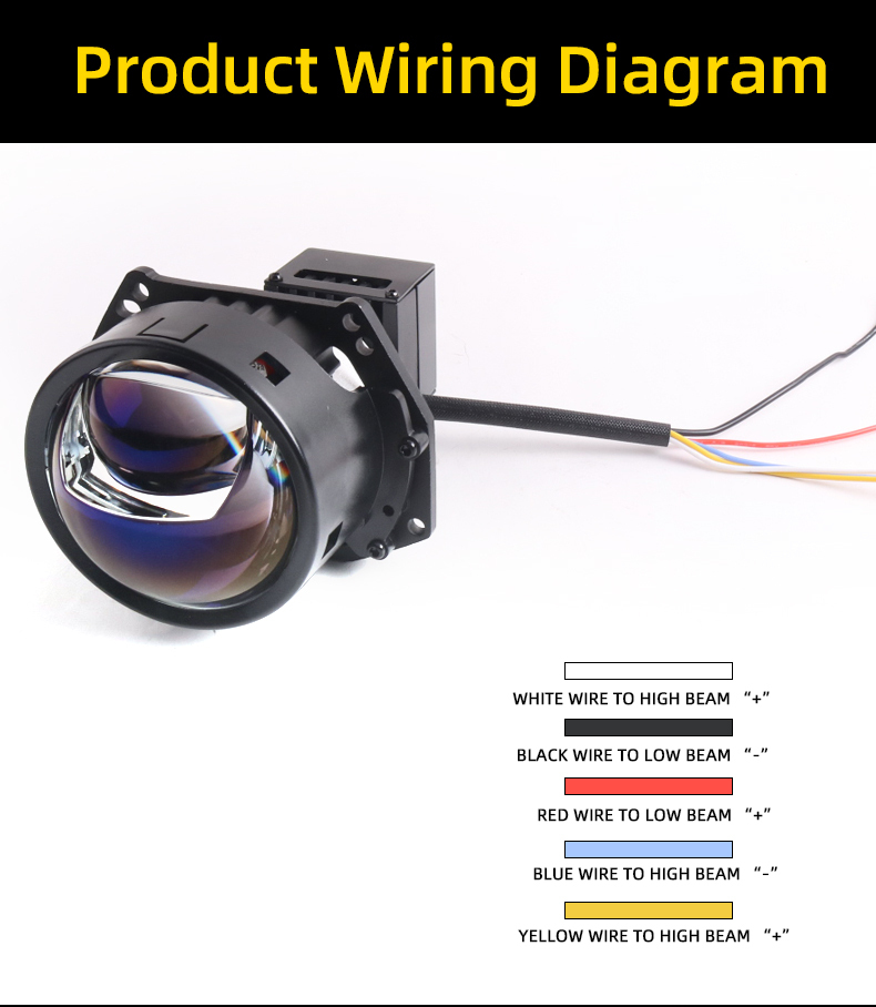 Aftermarket popular hot sale 3 inch 12V 45W 73W 6000K HD transparent glass or blue glass universal fitting A11MAX car led projector lens headlights   
