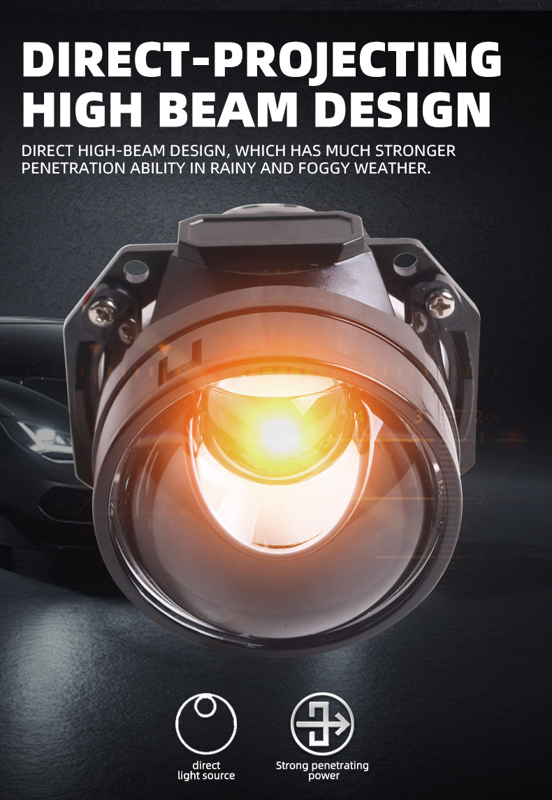 Sanvi Auto Light Accessories 45 W 6000K 2.5 Inch S61 Led Projector Lens Headlight Lamp Upgrade for Car Motorcycle  