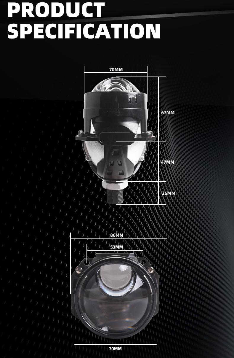 Sanvi Auto Light Accessories 45 W 6000K 2.5 Inch S61 Led Projector Lens Headlight Lamp Upgrade for Car Motorcycle  