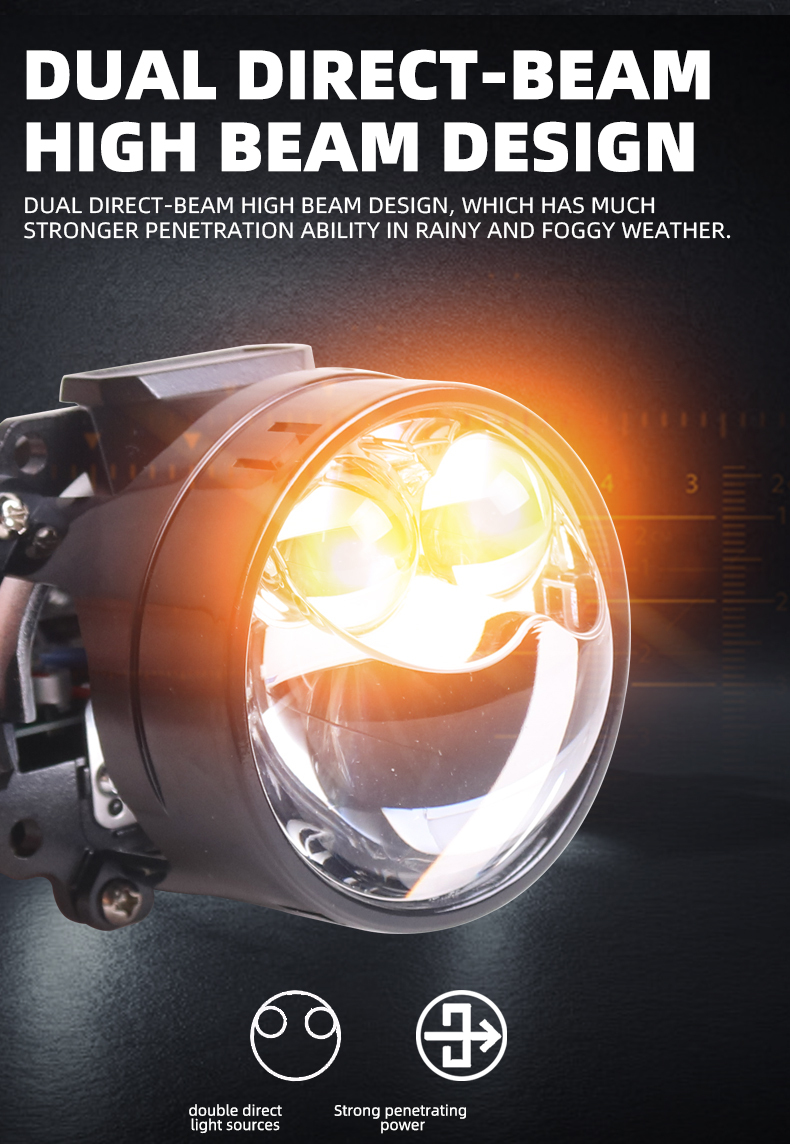 Sanvi Auto Lights High Quality 48 Watt 5500K 2.5 Inch S62 Bi LED Projector Lens Headlight Lamp for Car Motorcycle Light  