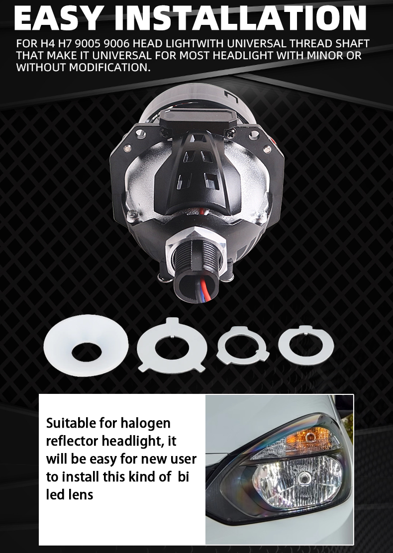 Sanvi Auto Lights High Quality 48 Watt 5500K 2.5 Inch S62 Bi LED Projector Lens Headlight Lamp for Car Motorcycle Light  