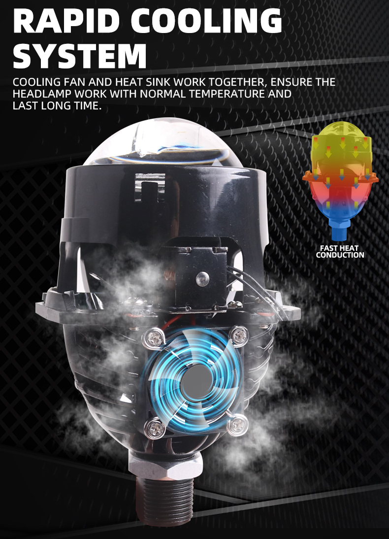 Sanvi Auto Lights High Quality 48 Watt 5500K 2.5 Inch S62 Bi LED Projector Lens Headlight Lamp for Car Motorcycle Light  