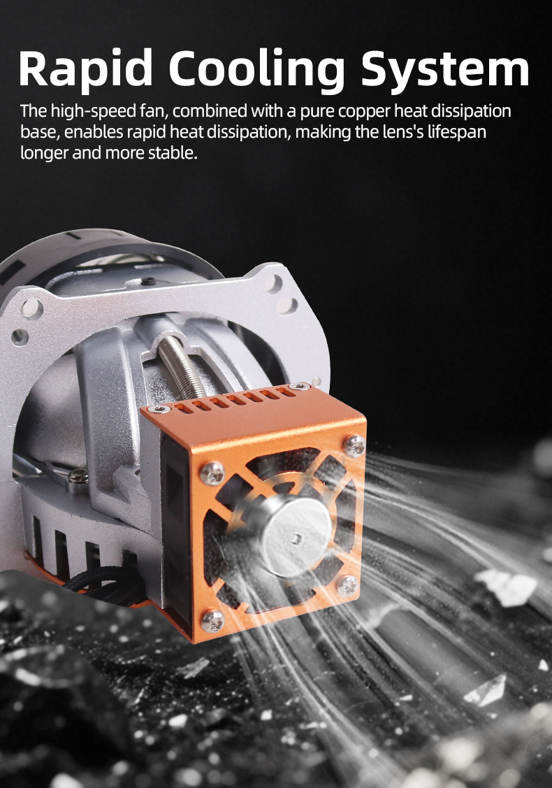 Sanvi auto lighting system new arrival 3 inch 52w 81w 6000k Universal SU7MAX high low beam bi led projector lens headlights for car and motorcycle lights  