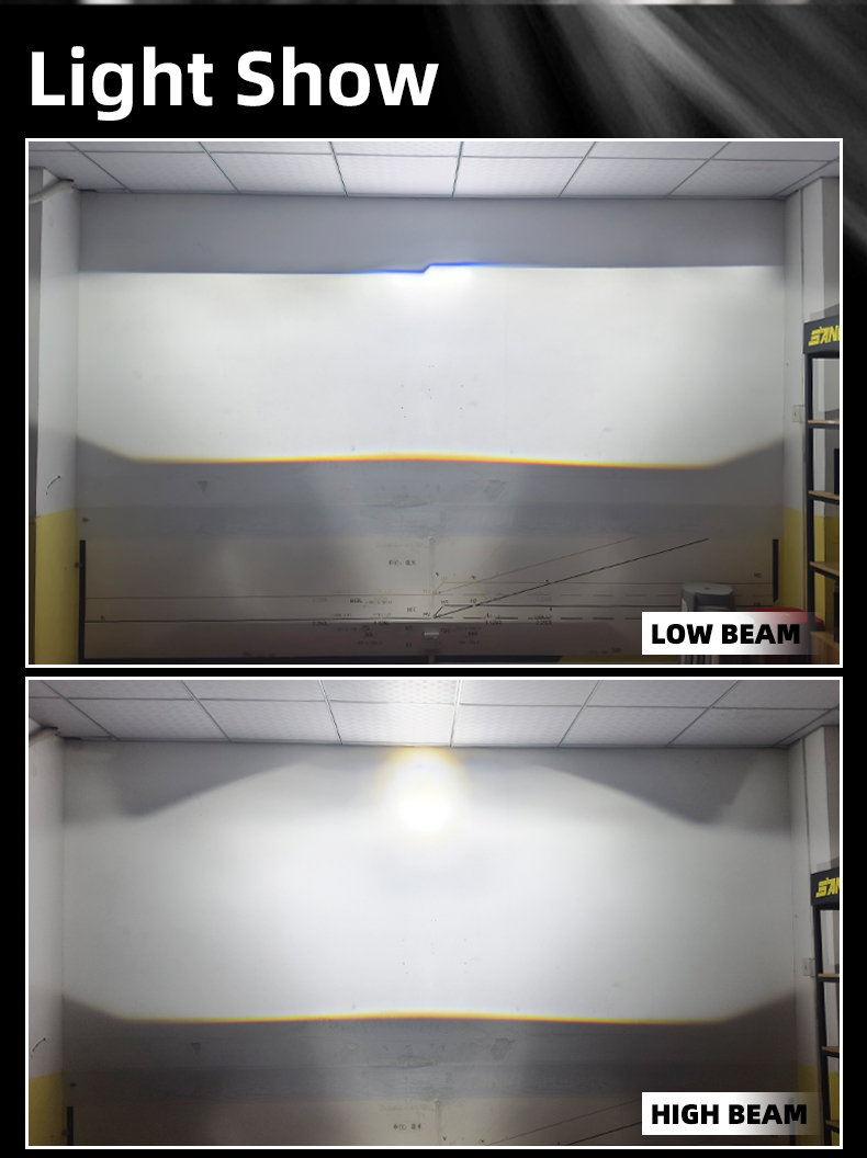 Sanvi auto lighting system new arrival 3 inch 52w 81w 6000k Universal SU7MAX high low beam bi led projector lens headlights for car and motorcycle lights  