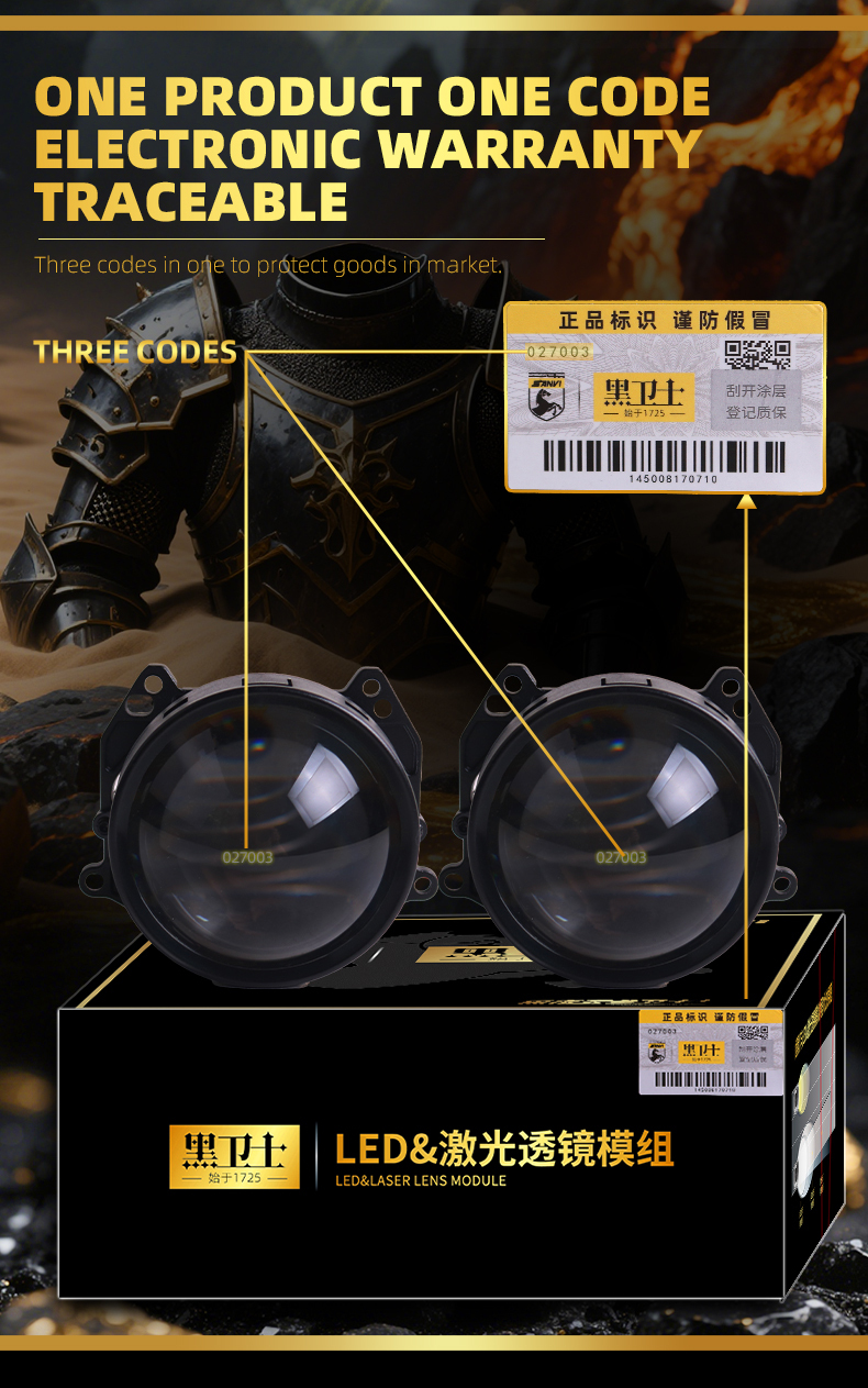 Sanvi KUIJIA Armor Series Especially for Agents Abroad 3 inch Size 55W 6000K K1 LED Projector Lens Headlights Upgrading Retrofit Kits for Car Motorcycle Lights  
