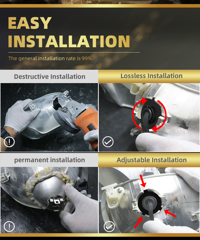 Sanvi KUIJIA Armor Series Especially for Agents Abroad 3 inch Size 55W 6000K K3 LED Projector Lens Headlights Upgrading Retrofit Kits for Car Motorcycle Lights  