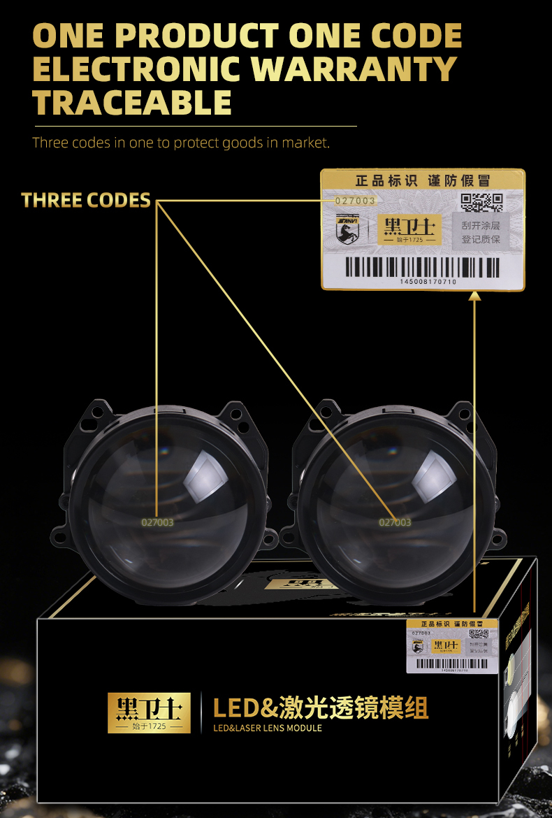 Sanvi KUIJIA Armor Series Especially for Agents Abroad 3 inch Size 55W 6000K K3 LED Projector Lens Headlights Upgrading Retrofit Kits for Car Motorcycle Lights  