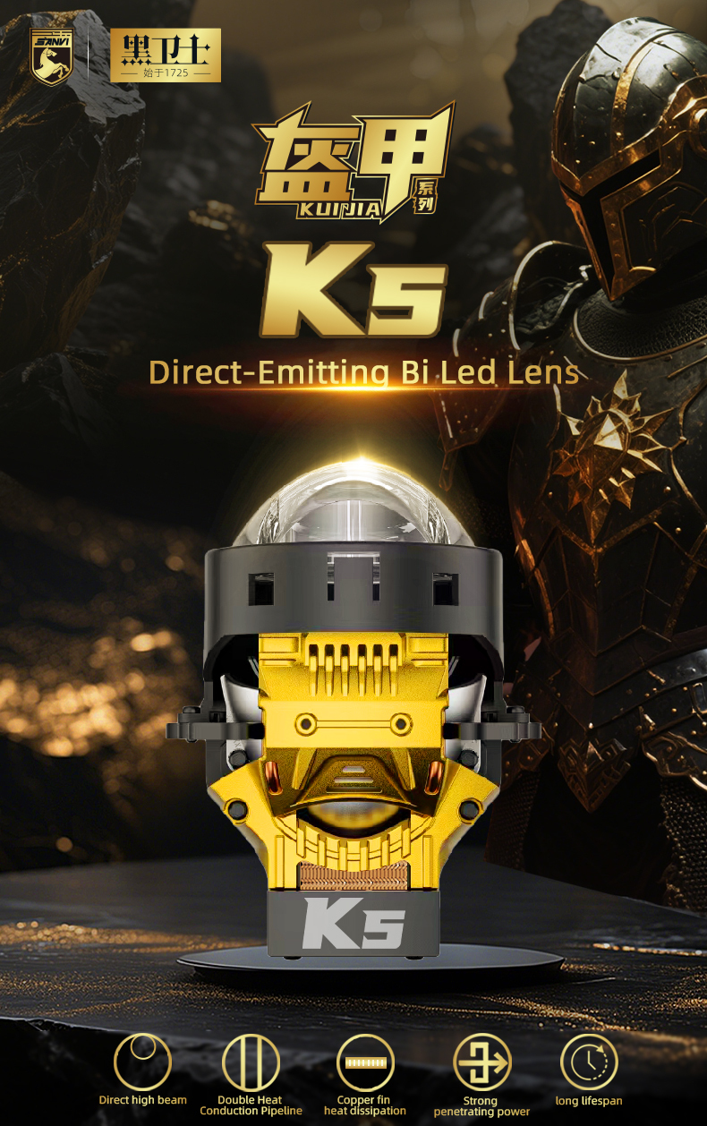 Sanvi KUIJIA Armor Series Especially for Agents Abroad 3 inch Size 70W 6000K K5 LED Projector Lens Headlights Upgrading Retrofit Kits for Car Motorcycle Headlights  