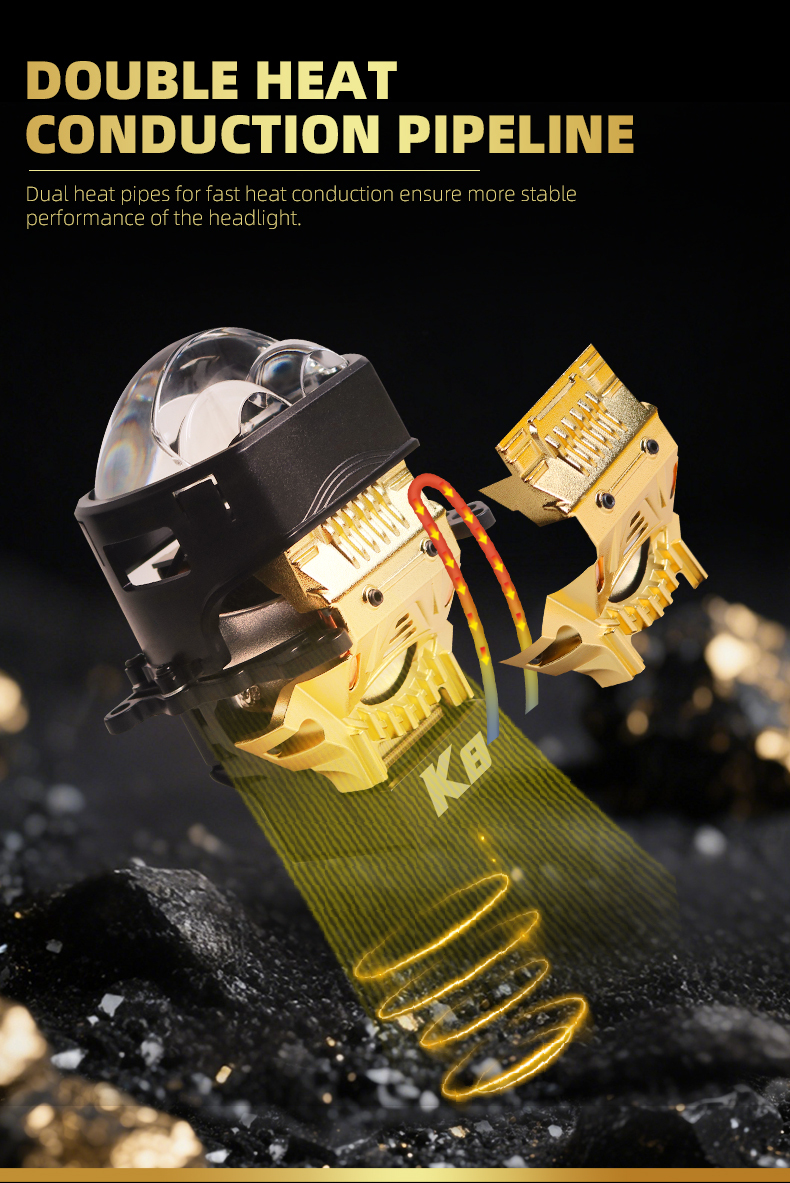 Sanvi KUIJIA Armor Series Especially for Agents Abroad 3 inch Size 80W 6000K K8 LED Projector Lens Headlights Upgrading Retrofit Kits for Car Motorcycle Headlights  