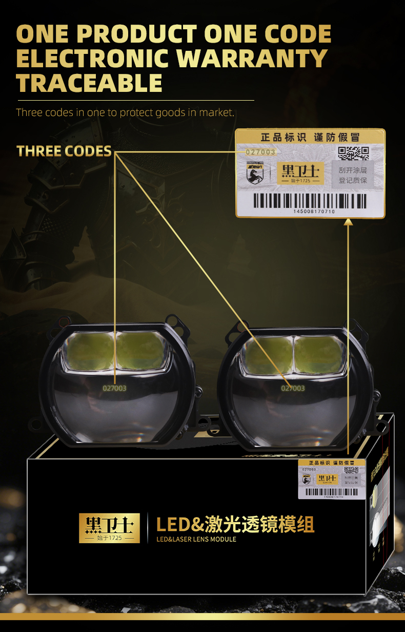 Sanvi KUIJIA Armor Series Especially for Agents Abroad 3 inch Size 80W 6000K K8 LED Projector Lens Headlights Upgrading Retrofit Kits for Car Motorcycle Headlights  