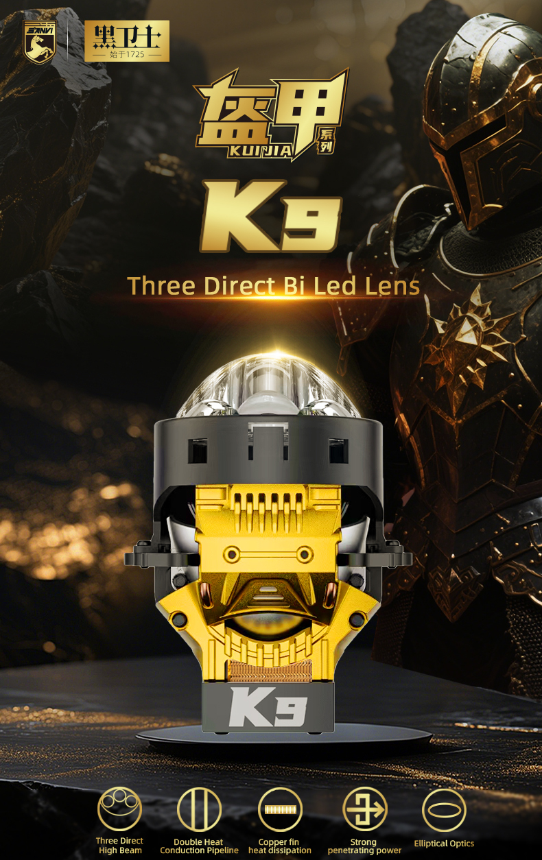 Sanvi KUIJIA Armor Series Especially for Agents Abroad 3 inch Size 90W 6000K K9 LED Projector Lens Headlights Upgrading Retrofit Kits for Car Motorcycle Headlights  