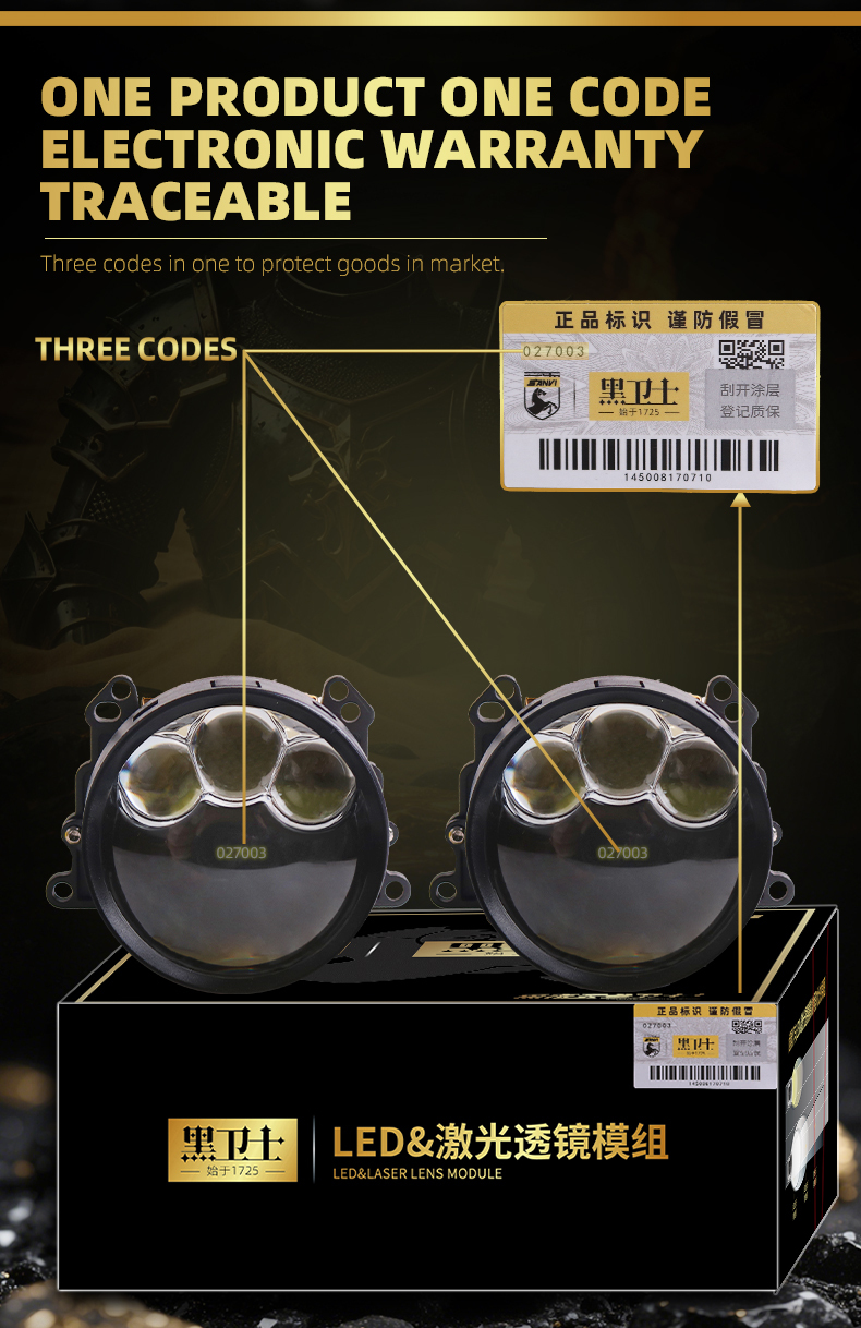 Sanvi KUIJIA Armor Series Especially for Agents Abroad 3 inch Size 90W 6000K K9 LED Projector Lens Headlights Upgrading Retrofit Kits for Car Motorcycle Headlights  