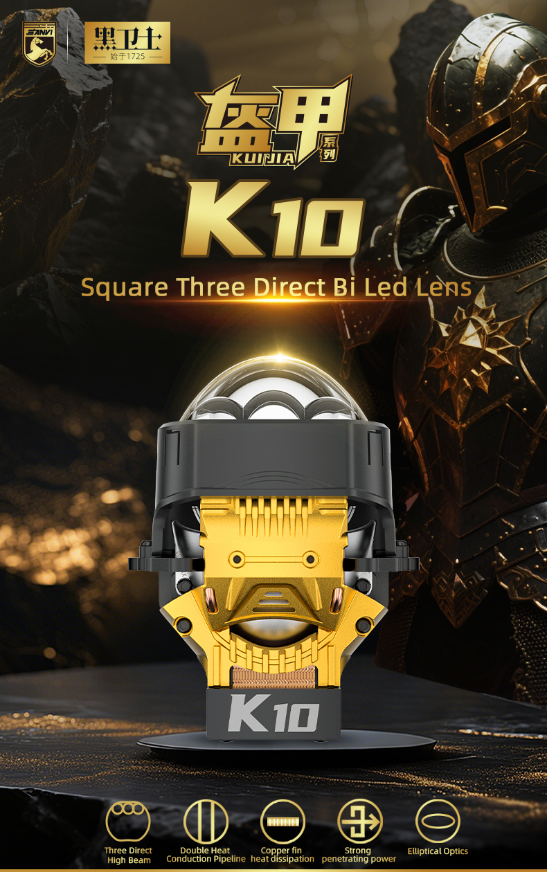 Sanvi KUIJIA Armor Series Especially for Agents Abroad 3 inch Size 90W 6000K K10 LED Projector Lens Headlights Upgrading Retrofit Kits for Car Motorcycle Headlights  