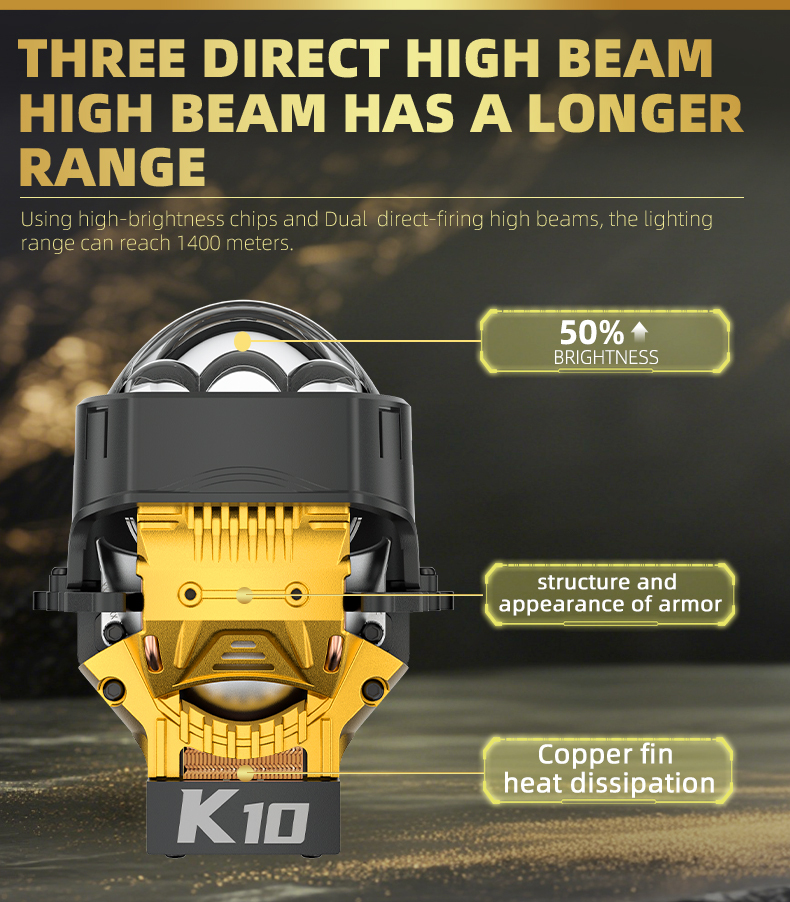 Sanvi KUIJIA Armor Series Especially for Agents Abroad 3 inch Size 90W 6000K K10 LED Projector Lens Headlights Upgrading Retrofit Kits for Car Motorcycle Headlights  