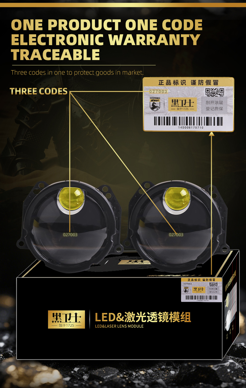 Sanvi KUIJIA Armor Series Especially for Agents Abroad 3 inch Size 75W 6000K LA Car LED Projector Lens Headlights Upgrading Retrofit Kits for Car Motorcycle Headlights  