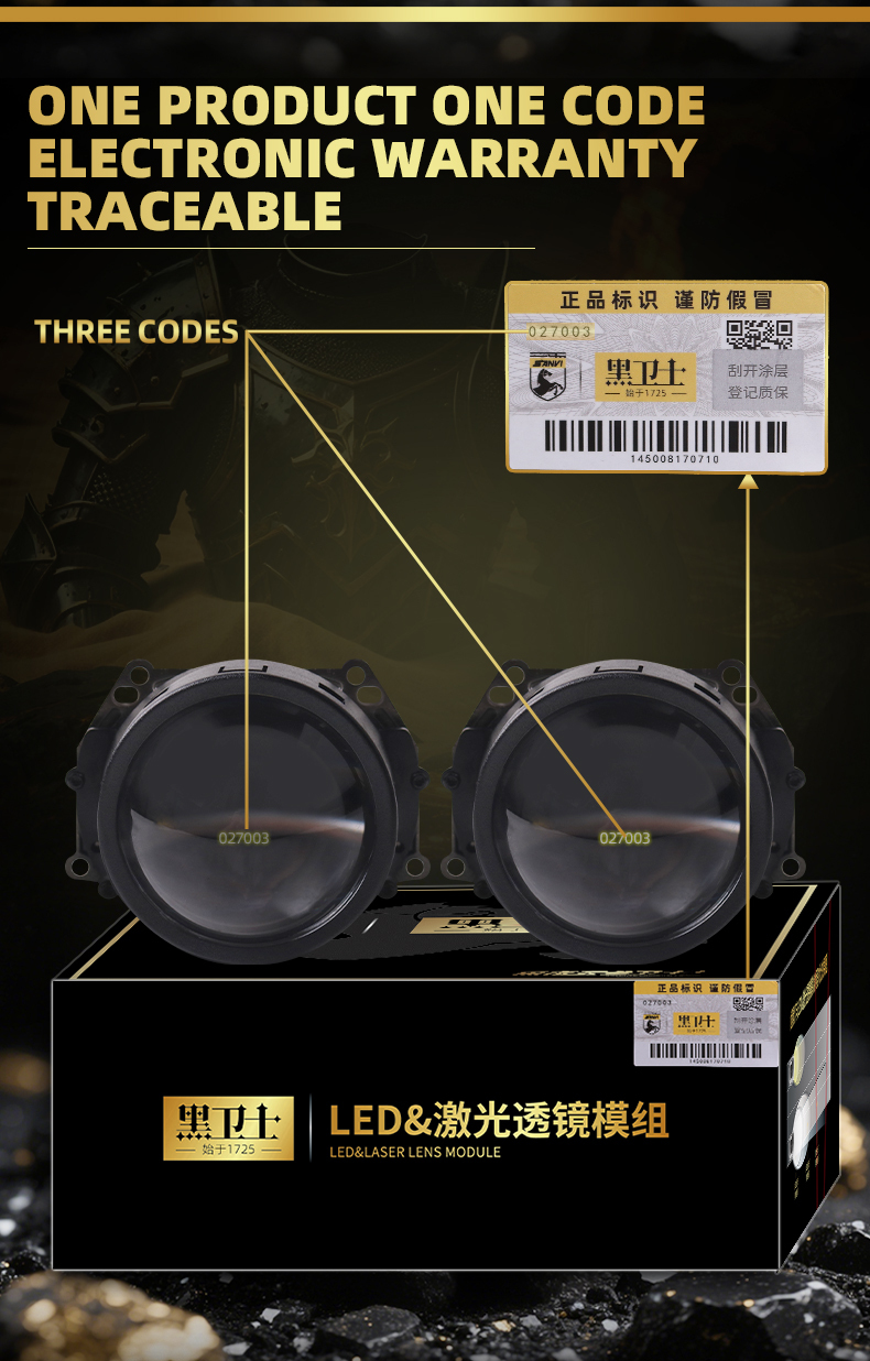 Sanvi KUIJIA Armor Series Especially for Agents Abroad 3 inch Size 75W 6000K LK Auto Bi LED Projector Lens Headlights Upgrading Retrofit Kits for Car Motorcycle Headlights  