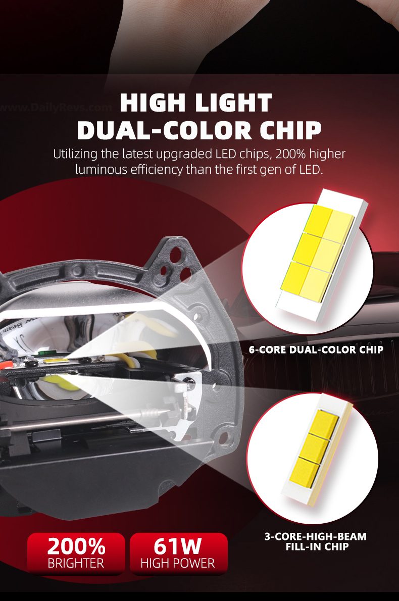 Sanvi auto lights new arrive 3 inch h4 h7 9005 61w 3000k 4500k 6000k Ai60 APP bluetoothe controlled 3 inch led projector lens headlights for car motorcycle headlight  