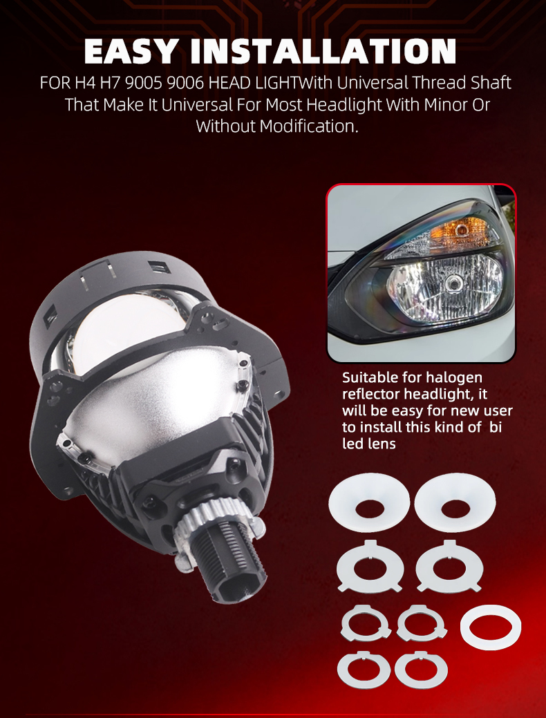 Sanvi auto lights new arrive 3 inch h4 h7 9005 61w 3000k 4500k 6000k Ai60 APP bluetoothe controlled 3 inch led projector lens headlights for car motorcycle headlight  