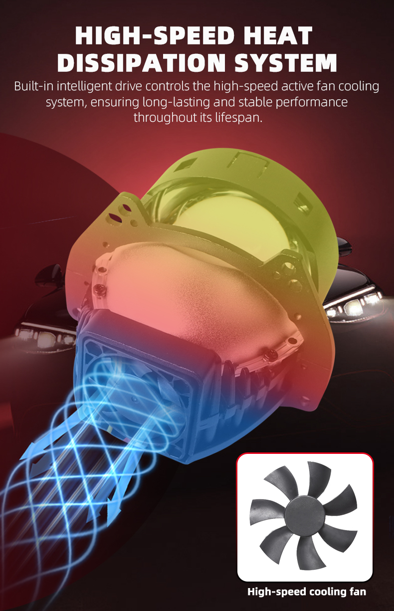 Sanvi auto lights new arrive 3 inch h4 h7 9005 61w 3000k 4500k 6000k Ai60 APP bluetoothe controlled 3 inch led projector lens headlights for car motorcycle headlight  