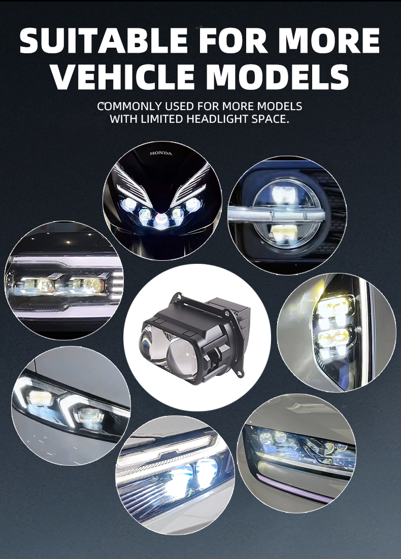 New Arrival Aftermarket Auto Lighting System 68w B2 3.0 Car matrix Blue Lens with Dual Lens High Low Beam Led Projector Lens Headlight  