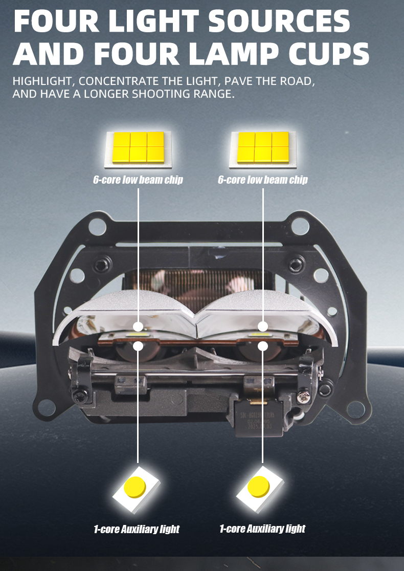 New Arrival Aftermarket Auto Lighting System 68w B2 3.0 Car matrix Blue Lens with Dual Lens High Low Beam Led Projector Lens Headlight  