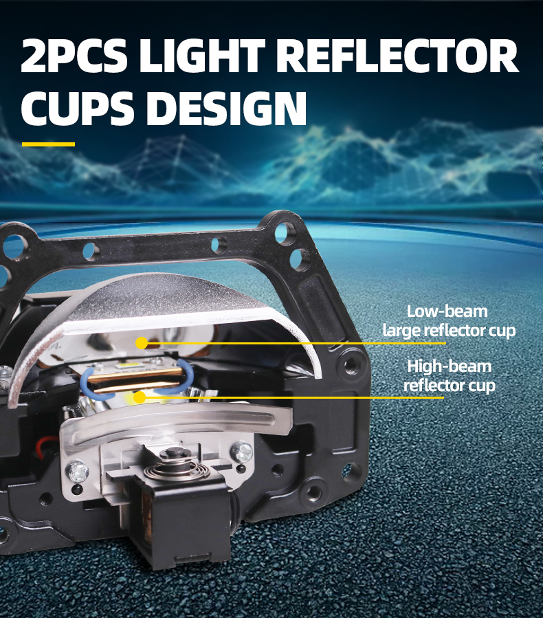 China auto lights factory high quality 3 inch 60w 6000k universal LK8S car led projector lens headlights motorcycle light  