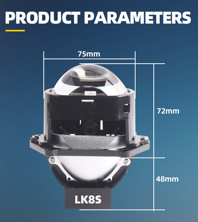 China auto lights factory high quality 3 inch 60w 6000k universal LK8S car led projector lens headlights motorcycle light  