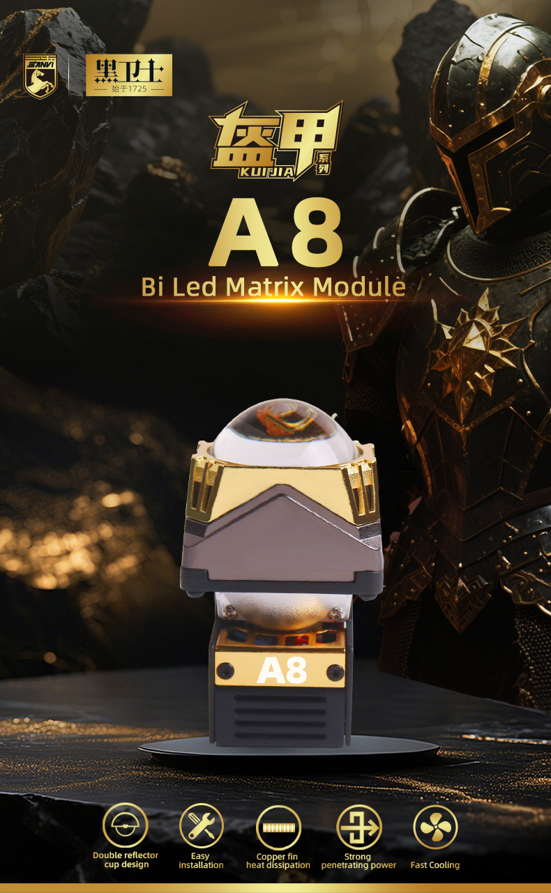 Sanvi auto lights new arrival A8 40w-45w 6000k 3000k 1.5 inch car led projector lens headlight modules for energy car motorcycle lights  