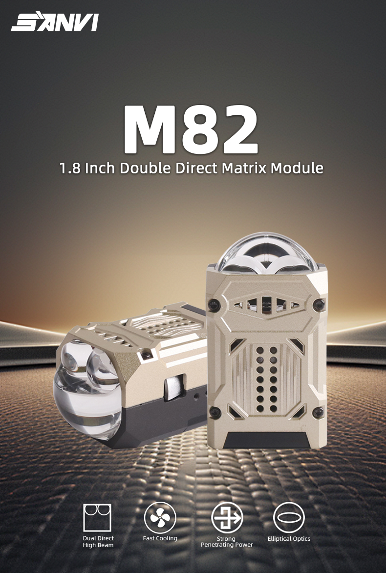 Sanvi auto lighting system new arrival M82 1.8 inch 60w 6000k matrix bi led projector lens headlight retrofit kits for car motorcycle light upgrading  