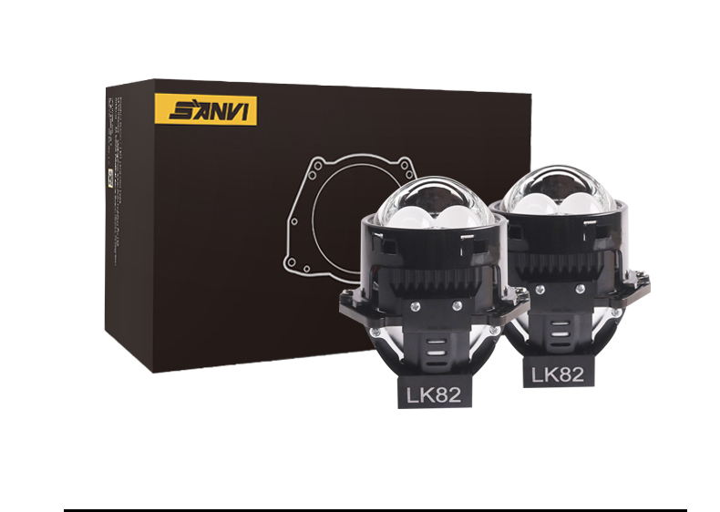 Sanvi auto lights new arrival 3 inch 75W 6000K high power LK82 led projector lens headlights for car light upgrading retrofit kit  