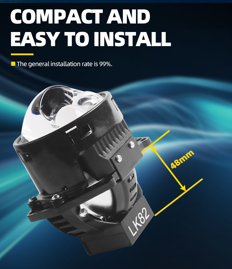 Sanvi auto lights new arrival 3 inch 75W 6000K high power LK82 led projector lens headlights for car light upgrading retrofit kit  