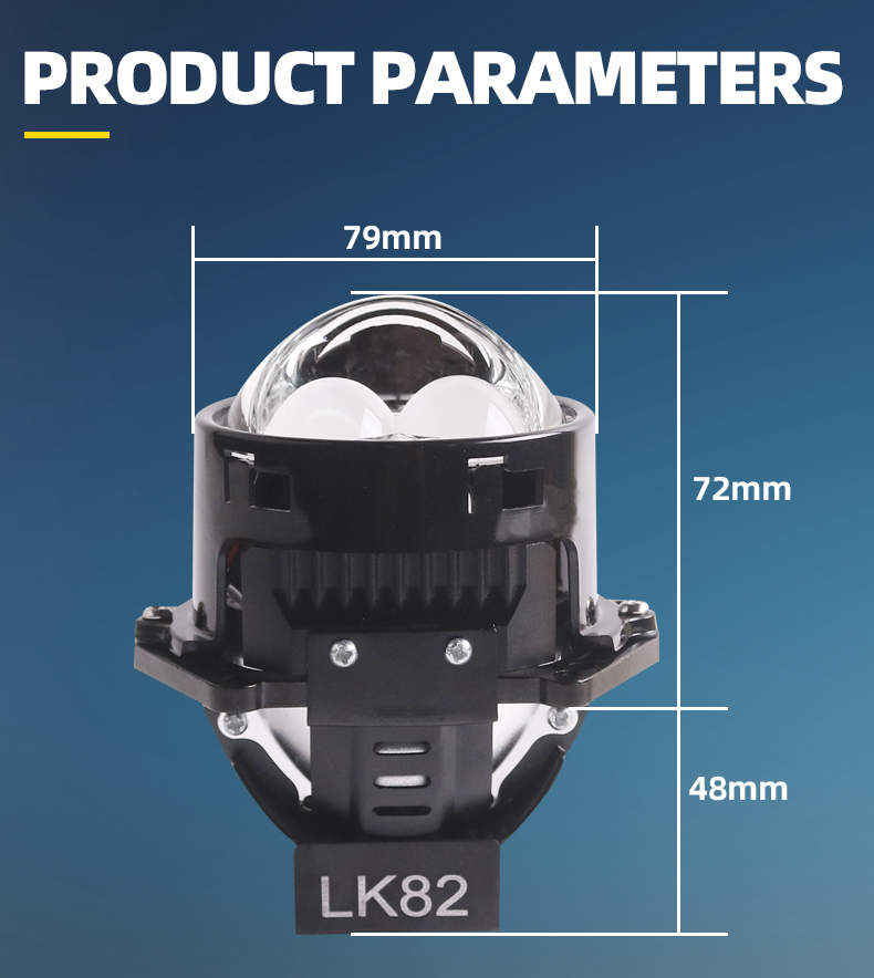 Sanvi auto lights new arrival 3 inch 75W 6000K high power LK82 led projector lens headlights for car light upgrading retrofit kit  