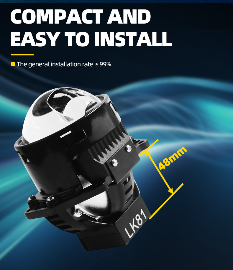 Sanvi aftermarket auto lighting systems 3 inch LK81 car led projector lens headlights 45w 70w 6000k super bright auto light factory from China  